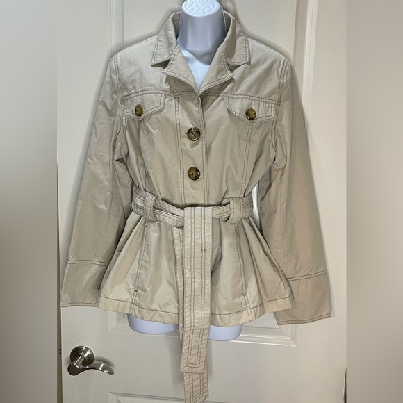 Esprit Light Tan Trench Jacket/Coat with Belt Size Large - Picture 1 of 10